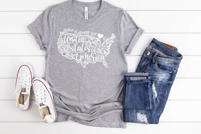 Home is Where the Heart is Choose your State Graphic Tee Shirt