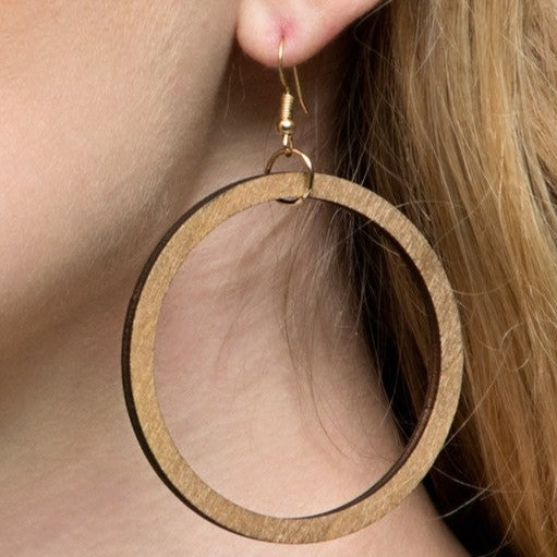Wood Ring Dangle Earrings