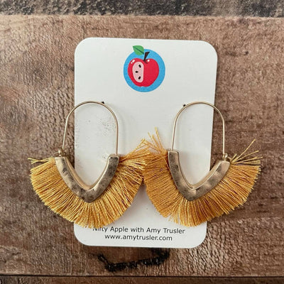 V Shaped Gold Tassel Earrings