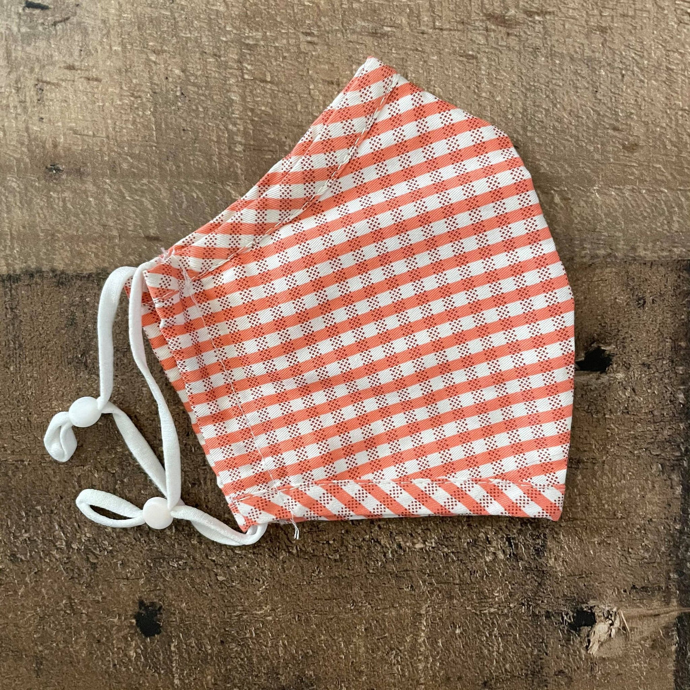 Coral Gingham Check Adjustable Face Mask