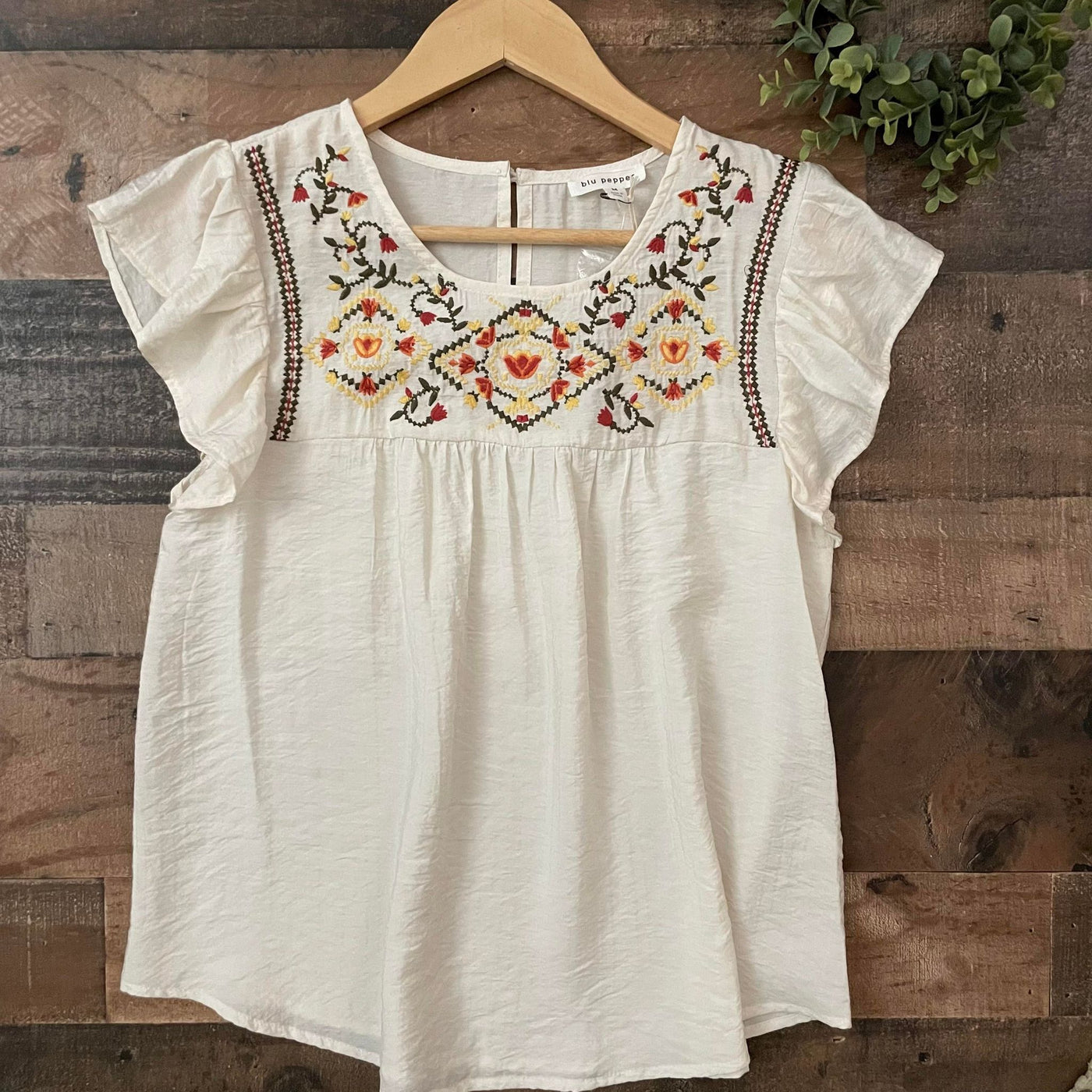 Dainty Embroidered Cream Top
