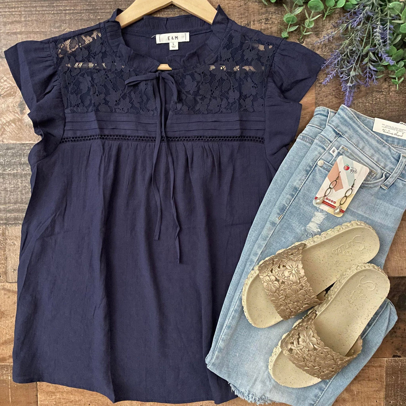 Sweet Lace Navy Top