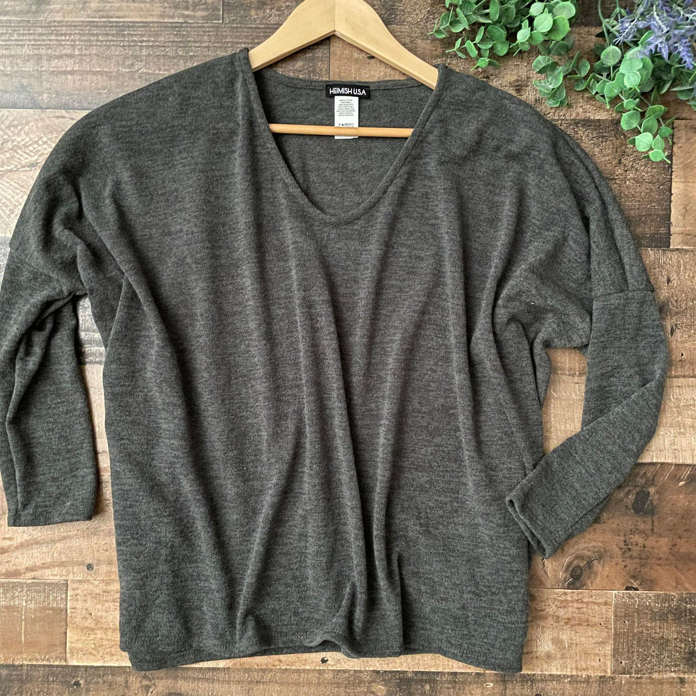 Soft Olive V-Neck Sweater Top