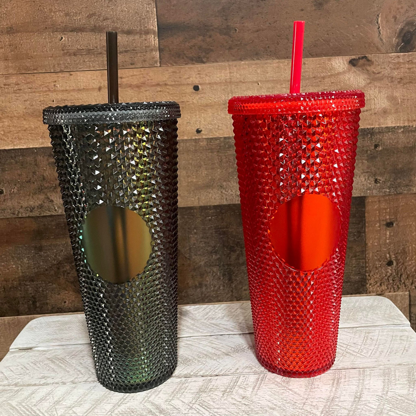 Fancy Studded Tumbler with Straw