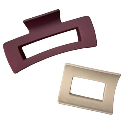 Head Bands for Hope Matte Claw Clip Set - Maroon and Tan