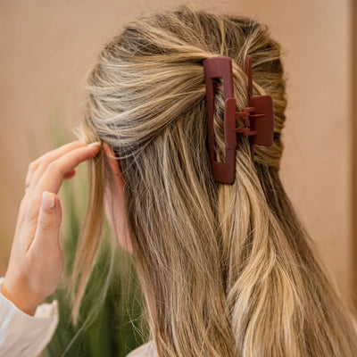 Head Bands for Hope Matte Claw Clip Set - Maroon and Tan
